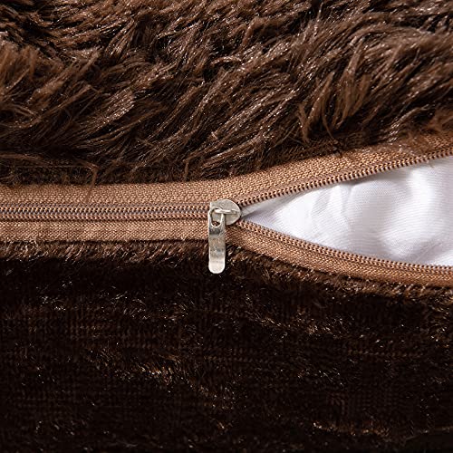 MIULEE Juego de 2 Cojines Pelo Protectores Faux Fur Throw Funda de cojín Deluxe Home Decorativo Cuadrados y Suaves Cojines PeloPara la Hogar Sofá Cama del 45x45cm Chocolate