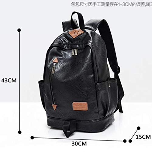 Mochila Simple de Cuero Suave para Hombres, Tendencia de la Moda, Mochila Escolar, Mochila Juvenil, Bolso de Cuero Negro