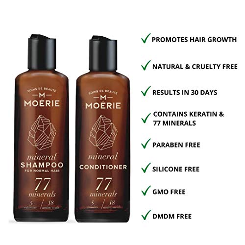 Moerie Mineral Shampoo & Hair Conditioner Set – For Longer, Thicker, Fuller Hair - Vegan Hair Products – Paraben Free Hair Products – All Hair Types – Reverse Hair Loss - 2 x 250ml