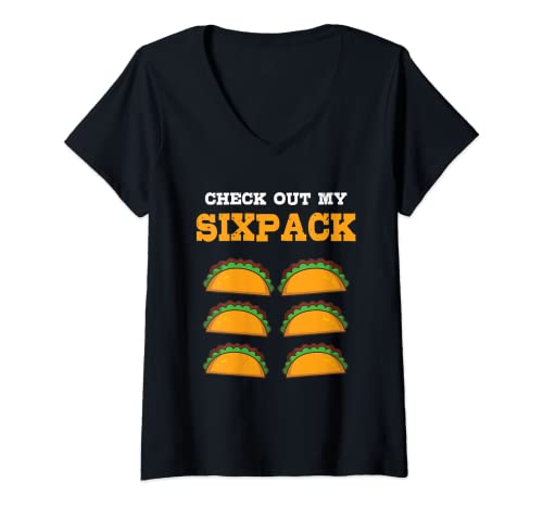 Mujer Taco Sixpack - Camiseta de fiesta divertida Fiesta de España Camiseta Cuello V