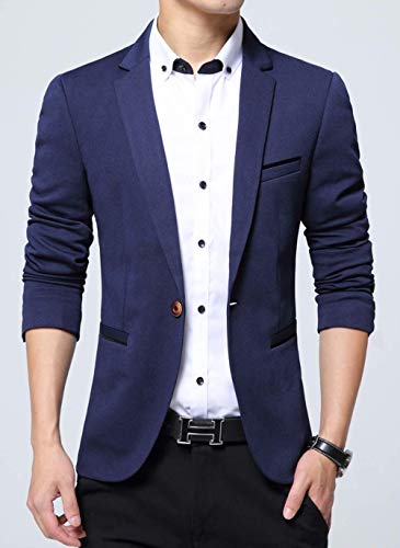 Nemopter – Chaqueta casual elegante para hombre slim fit, con un botón azul M