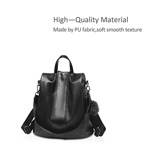 NICOLE & DORIS Nuevo Bolso de Hombro de la Mujer Personalidad Retro Cuero Suave Mochila Bolso Femenino Ocasional Negro
