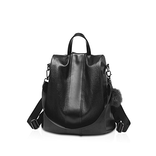 NICOLE & DORIS Nuevo Bolso de Hombro de la Mujer Personalidad Retro Cuero Suave Mochila Bolso Femenino Ocasional Negro