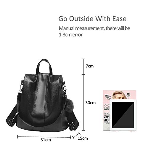 NICOLE & DORIS Nuevo Bolso de Hombro de la Mujer Personalidad Retro Cuero Suave Mochila Bolso Femenino Ocasional Negro