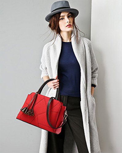 Nicole&Doris Las Nuevas Mujeres/Monedero del Hombro de Manera Femeninos del Mensajero del Bolso de Crossbody de la Bolsa de Asas Gran Rojo