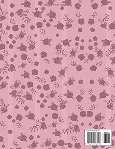 Notebook Rose Pompadour Color Mini Vintage Rose Flowers Lines Patterns Cover Lined Journal: Monthly, 8.5 x 11 inch, Work List, 110 Pages, Wedding, College, 21.59 x 27.94 cm, Journal, A4, Planning