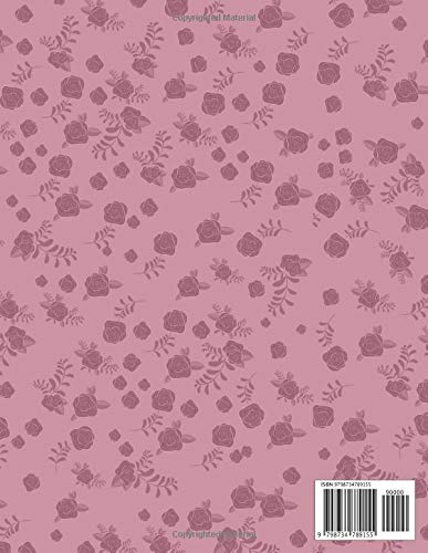Notebook Rose Pompadour Color Mini Vintage Rose Flowers Patterns Cover Lined Journal: 8.5 x 11 inch, Wedding, Monthly, 110 Pages, Work List, College, A4, Journal, 21.59 x 27.94 cm, Planning