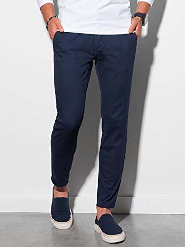 Ombre Pantalón Chino para Hombre Elegante Casual Recto Pantalones Chinos Casuales Elegantes Simples Clásicos Básicos 5 Colores S-XXL (M, Azul Marino)