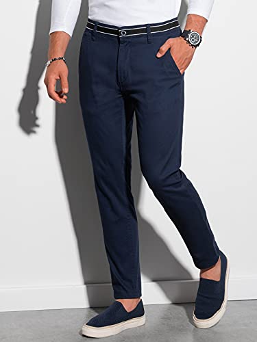 Ombre Pantalón Chino para Hombre Elegante Casual Recto Pantalones Chinos Casuales Elegantes Simples Clásicos Básicos 5 Colores S-XXL (M, Azul Marino)