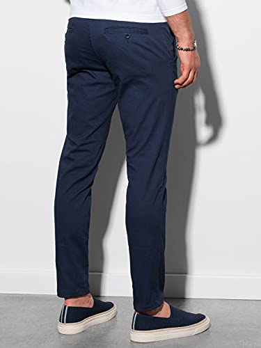 Ombre Pantalón Chino para Hombre Elegante Casual Recto Pantalones Chinos Casuales Elegantes Simples Clásicos Básicos 5 Colores S-XXL (M, Azul Marino)