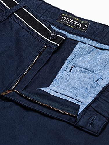 Ombre Pantalón Chino para Hombre Elegante Casual Recto Pantalones Chinos Casuales Elegantes Simples Clásicos Básicos 5 Colores S-XXL (M, Azul Marino)