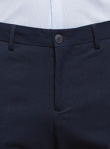oodji Ultra Hombre Pantalones Ajustados con Pinzas, Azul, 38