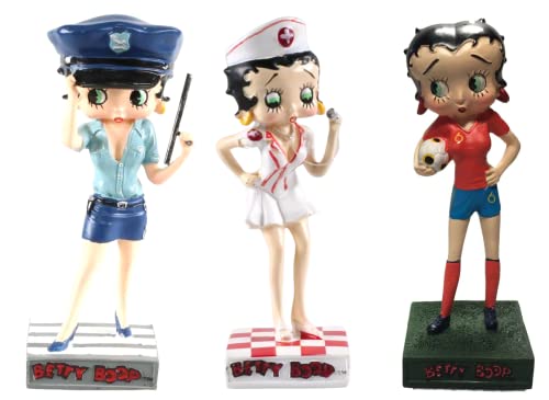 OPO 10 - Lote de 3 Figuras de Betty Boop de 15 cms: Enfermera + Futbolista + Policía / BB6