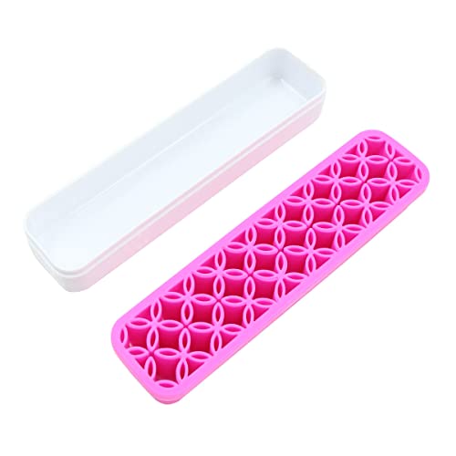 Organizador para brochas de maquillaje, organizador de cosméticos, organizador de utensilios de belleza, de silicona, color rosa