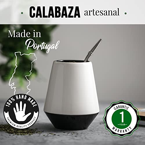 ORIGEENS KIT MATE con Calabaza Mate, Bombilla para mate y Yerba Mate Ecológico Vaso mate de Diseño en Ceramica | Cajita regalo original