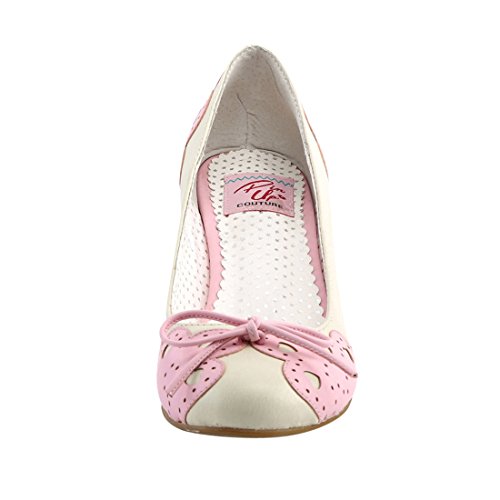 Pin Up Couture WIGGLE-17 Cream-Pink Faux Leather UK 4 (EU 37)