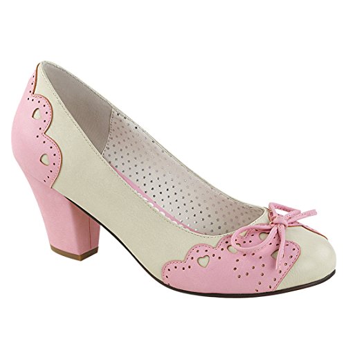 Pin Up Couture WIGGLE-17 Cream-Pink Faux Leather UK 4 (EU 37)