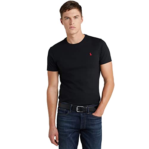 Polo Ralph Lauren Camiseta para Hombre Custom Slim Fit (L, Black)