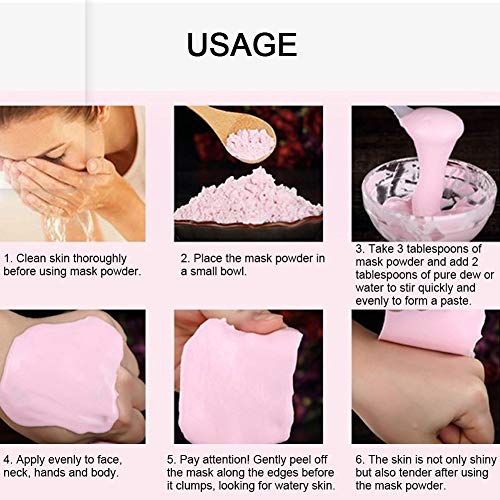 Polvo De Mascarilla Facial, 200g Polvo De Mascarilla Nutritiva Profunda Facial Multifuncional De Rosas, Polvo De Mascarilla De Limpieza Facial Suave Para Blanquear La Piel E Hidratar La Piel