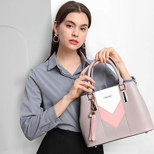 Pomelo Best Bolso de Mujer, Bolso señora Piel, Diseño Elegante en Forma de V y con Borla Colgante, perfecto para Trabajo, Diario Vida, Navidad y Fiesta ect