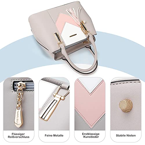 Pomelo Best Bolso de Mujer, Bolso señora Piel, Diseño Elegante en Forma de V y con Borla Colgante, perfecto para Trabajo, Diario Vida, Navidad y Fiesta ect