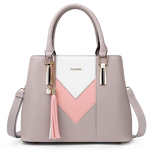 Pomelo Best Bolso de Mujer, Bolso señora Piel, Diseño Elegante en Forma de V y con Borla Colgante, perfecto para Trabajo, Diario Vida, Navidad y Fiesta ect