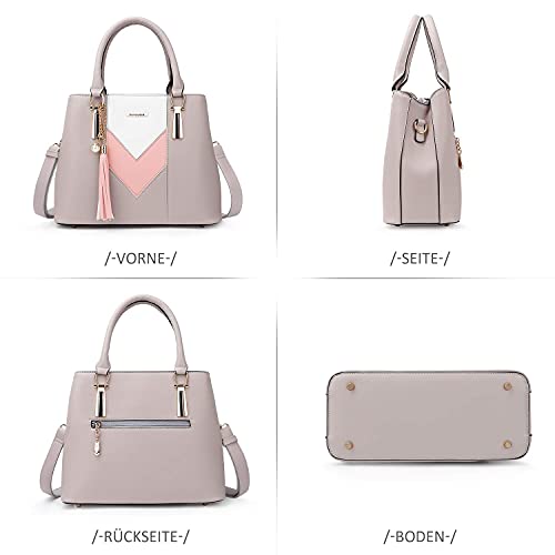 Pomelo Best Bolso de Mujer, Bolso señora Piel, Diseño Elegante en Forma de V y con Borla Colgante, perfecto para Trabajo, Diario Vida, Navidad y Fiesta ect