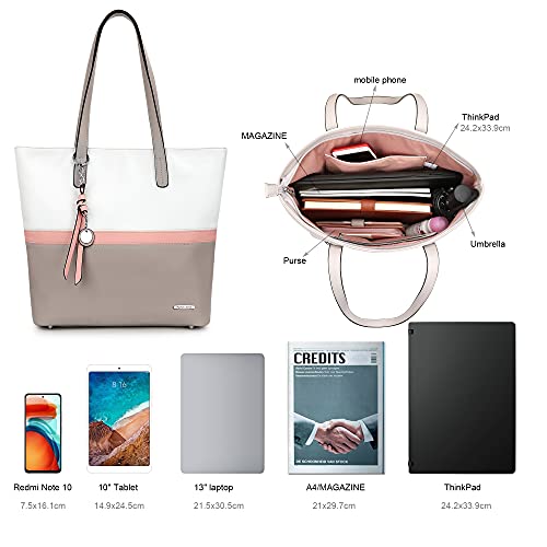 Pomelo Best Bolsos de Mujer,Bolso Señora Tote,Bolso Bandolera Rayas,Bolso Shopper,PU Piel Bolso de Hombro Mujeres del Trabajo, Diario Vida y Vacaciones (Rosa)