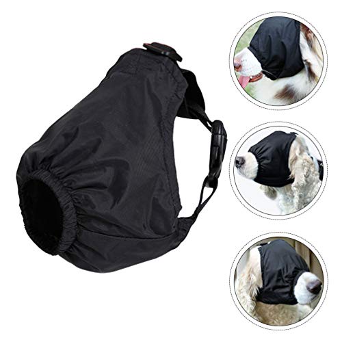POPETPOP Mascarilla Calmante para Mascotas Máscara para Ojos Sombreado de Nylon Máscara de Ansiedad Venda para Perros para El Aseo contra La Enfermedad del Automóvil (Negro M)