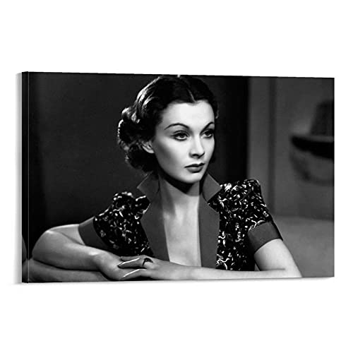Póster retro de Vivien Leigh en blanco y negro con actrices de cine británicas, pintura decorativa en lienzo para pared o sala de estar, 20 x 30 cm