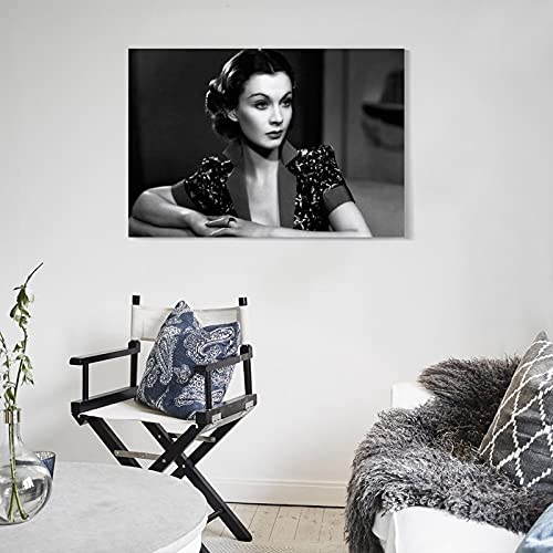 Póster retro de Vivien Leigh en blanco y negro con actrices de cine británicas, pintura decorativa en lienzo para pared o sala de estar, 20 x 30 cm