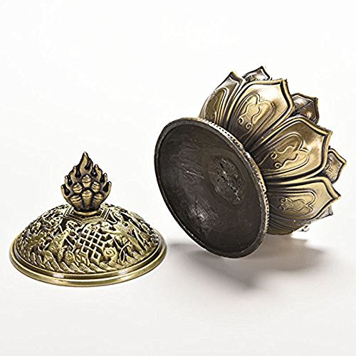 Quemador de Incienso de Lotus Form, Mini Metal Quemador de Incienso del Sostenedor de la Aromaterapia, Incensario de la Estufa de Retroceso para Accesorios del Regalo de la Decoración Casera