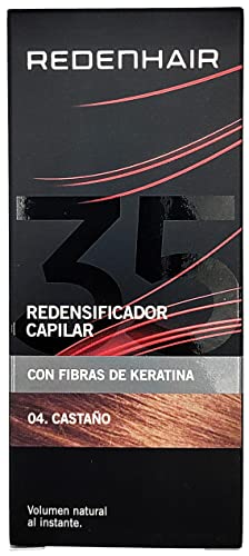 REDENHAIR - Redensificador Capilar - Fibras Capilares - Microfibras Capilares de Queratina - No destiñe - Resistente a Lluvia. Viento y Sudor - Solución Alopecia - Cabello Castaño - 23 gr.