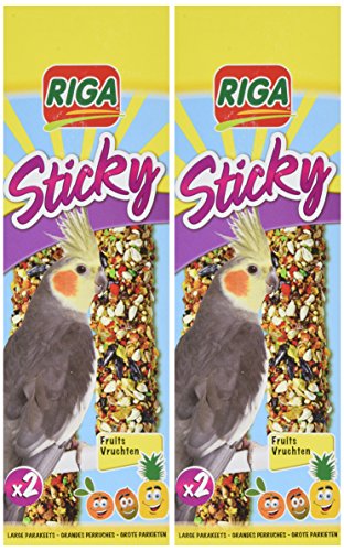 Riga 2 Barras Adhesivas con Frutas para periquitos Grandes, 1 Paquete (1 x 140 g)