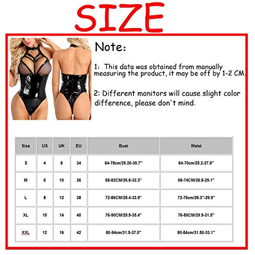 Rouped Disfraz Sexy Mujer para Sexo,Body Cuero Mujer Sexy Negro Transparente con Lace,Ropa Sexy de Mujer para Sexo Duro,RS2115