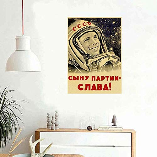 Sala de Decoración Sin Marco Espacio Carrera URSS Pintura Ruso Propaganda Cartel Impresiones Vintage Pared Arte Imágenes para Vivir Bar Moderno Inicio, GHD-107-WKAQM