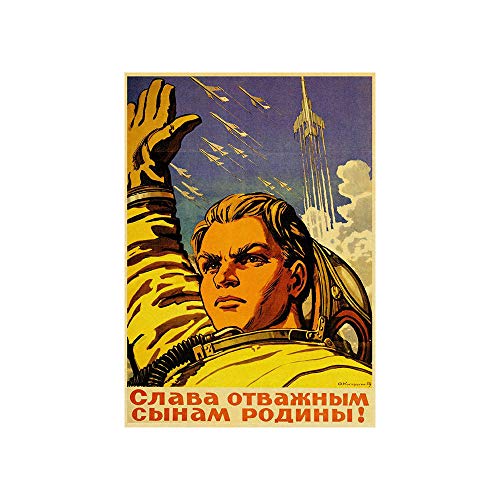 Sala de Decoración Sin Marco Espacio Carrera URSS Pintura Ruso Propaganda Cartel Impresiones Vintage Pared Arte Imágenes para Vivir Bar Moderno Inicio, GHD-094-WKAQM