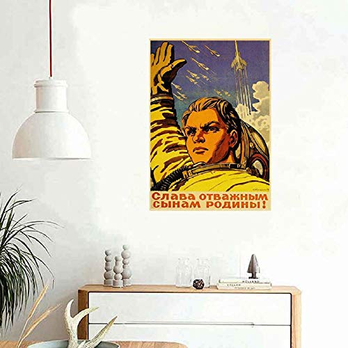 Sala de Decoración Sin Marco Espacio Carrera URSS Pintura Ruso Propaganda Cartel Impresiones Vintage Pared Arte Imágenes para Vivir Bar Moderno Inicio, GHD-094-WKAQM