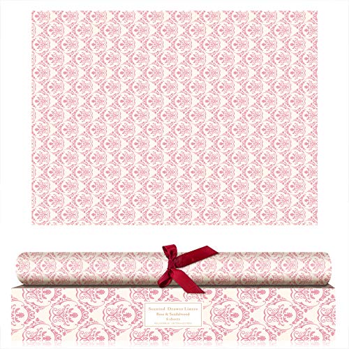 SCENTORINI Papel de Cajones de Fragancia de Rosa, Perfumada para Armario Gabinete, 42 cm x 58 cm, 6 Hojas Rosa - Rosa 6 Piezas
