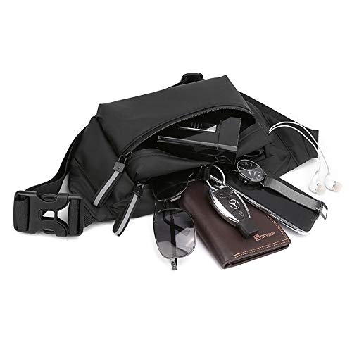 Sebasti Riñonera para correr, color negro, para hombre, de nailon, para deportes al aire libre, color negro, tamaño del producto: 27 x 13 x 6 cm, White (Blanco) - 9KAELJZDHU