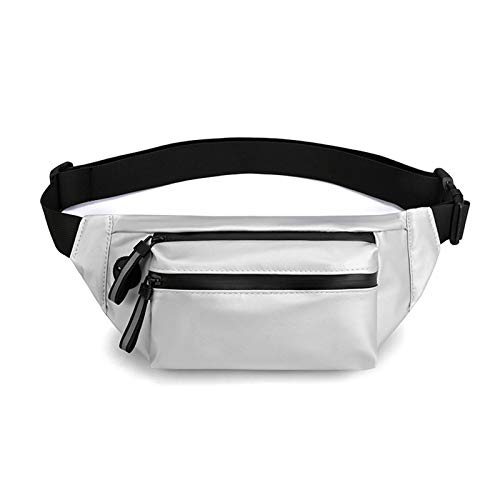 Sebasti Riñonera para correr, color negro, para hombre, de nailon, para deportes al aire libre, color negro, tamaño del producto: 27 x 13 x 6 cm, White (Blanco) - 9KAELJZDHU