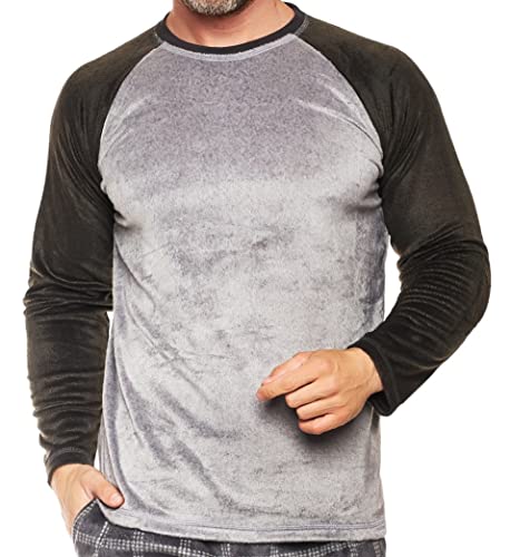 Selente Pijama Franela para Hombres, Franela_Gris-a Cuadros, Talla L