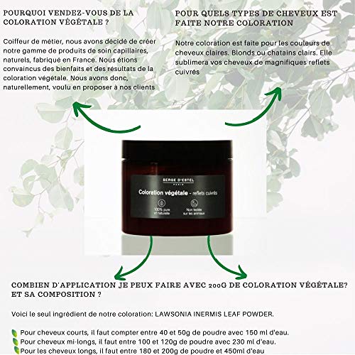 Serge D'Estel Paris Henna Natural, Tinte Natural/Coloración del Cabello A Base de Plantas 200 g