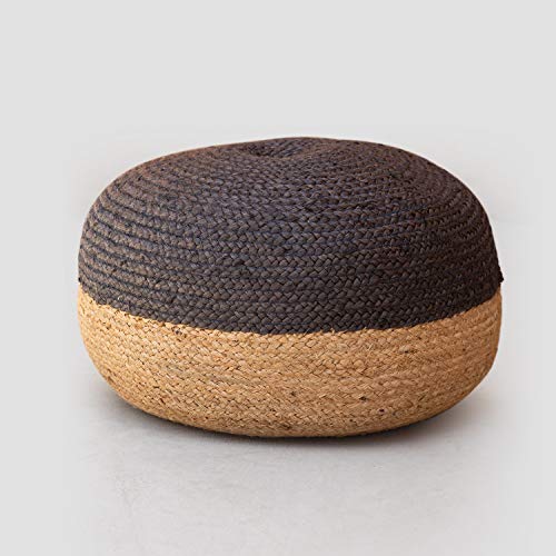 SKLUM Puff Redondo de Yute Natur Yute Gris Antracita