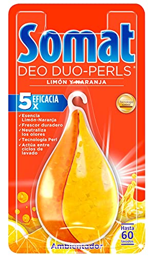 Somat Deo Duo Pearls Ambientador para Lavavajillas, Esencia Limón y Naranja - 60 lavados