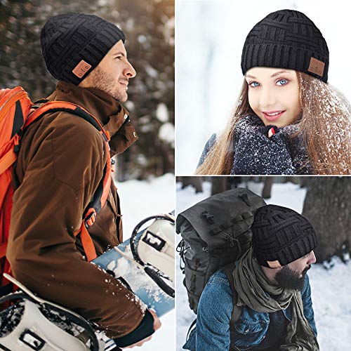 SOOFUN Regalos Originales para Hombre y Mujer Gorro Bluetooth - Bluetooth 5.0 Gorro Bluetooth, Gorro de Invierno con Auriculares Bluetooth Inalámbricos, Apto para Ciclismo, Trotar, Esquí (BZ-2)
