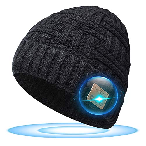 SOOFUN Regalos Originales para Hombre y Mujer Gorro Bluetooth - Bluetooth 5.0 Gorro Bluetooth, Gorro de Invierno con Auriculares Bluetooth Inalámbricos, Apto para Ciclismo, Trotar, Esquí (BZ-2)