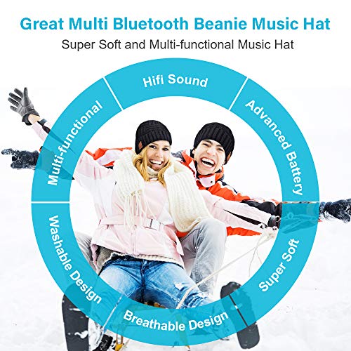 SOOFUN Regalos Originales para Hombre y Mujer Gorro Bluetooth - Bluetooth 5.0 Gorro Bluetooth, Gorro de Invierno con Auriculares Bluetooth Inalámbricos, Apto para Ciclismo, Trotar, Esquí (BZ-2)