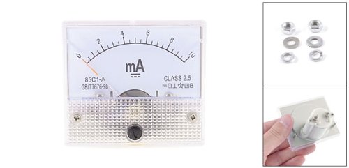 sourcing map Analógico Corriente Panel Medidor DC 0-10mA 85C1 Amperímetro 64x55x56mm para Automotriz Circuito Prueba Carga Batería Amperios Probador Calibre Paquete de 1