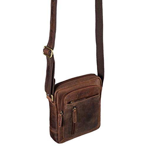 STILORD 'Jaime' Bolso Mensajero pequeño de Cuero Vintage para Hombre Joven y Adulto Bolso de Hombro Cruzado Bolsa Bandolera de auténtica Piel, Color:Kansas - marrón